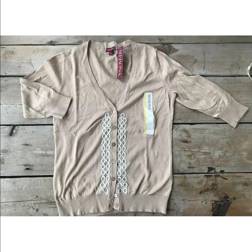 Merona vintage inspired 3/4 Sleeve Tan Cardigan